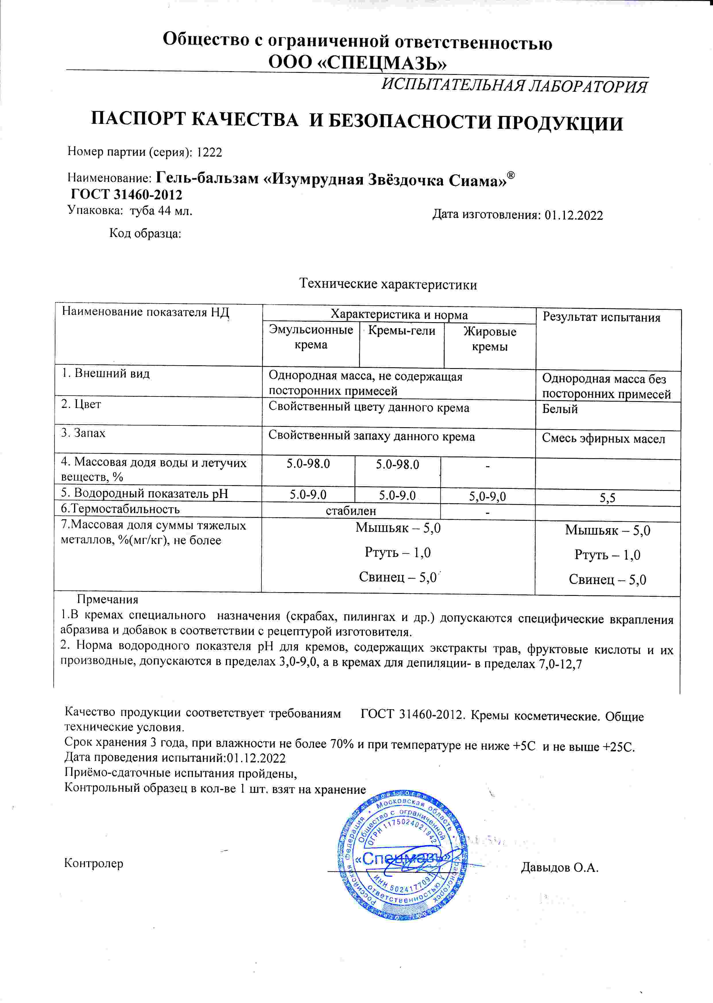 Паспорт №122022